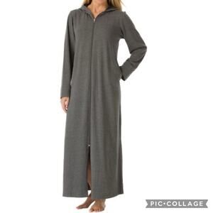 Dreams & Co Plus Size Long Hooded Fleece Sweatshirt Robe 4x Winter Gray New